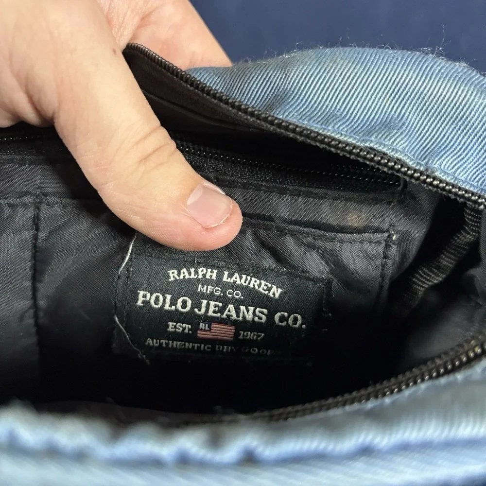 Vtg Polo Jeans Co Ralph Lauren Mini Messenger Bag Blue Y2K Crossbody Utility